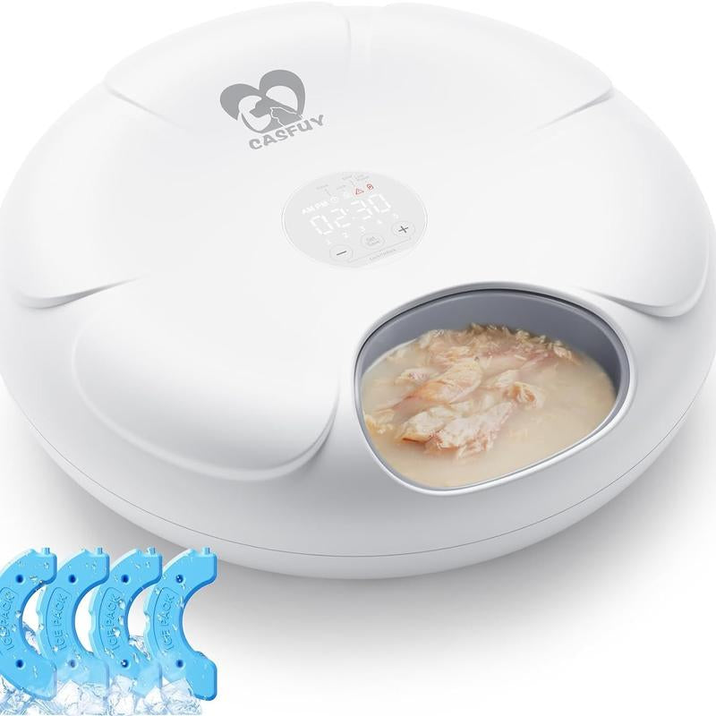 Automatic Cat Feeder Cordless - Automatic Cat Food Dispenser for Wet Moist Food with 4 Ice Packs Rechargeable Auto Feeder for Cats