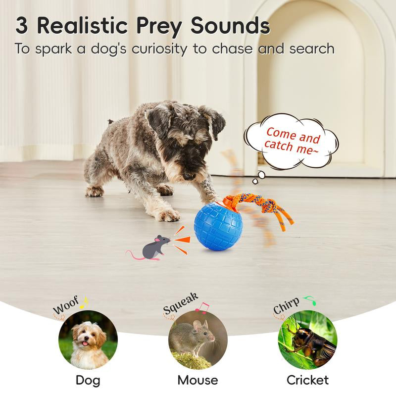 Potaroma Interactive Dog Ball Toy with Animal Sound and Chewing Rope for Puppy, Blue