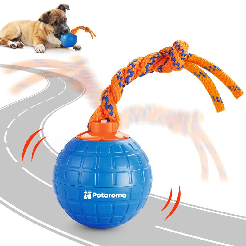 Potaroma Interactive Dog Ball Toy with Animal Sound and Chewing Rope for Puppy, Blue