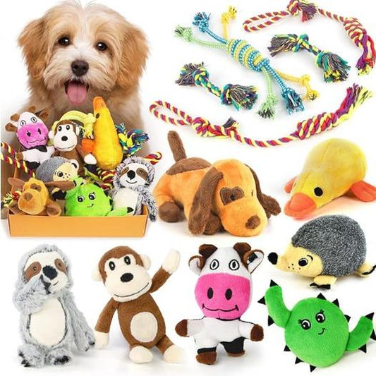Dog Squeaky Toys for Small Dogs, Puppy Toys for Teething Cute Small Dog Toys Stuffed Plush Dog Toy Bundle Natural Cotton Puppy Rope Toy Dog Chew Toys for Puppies Pet Toys for Dogs (12 PACK PUPPY TOYS)