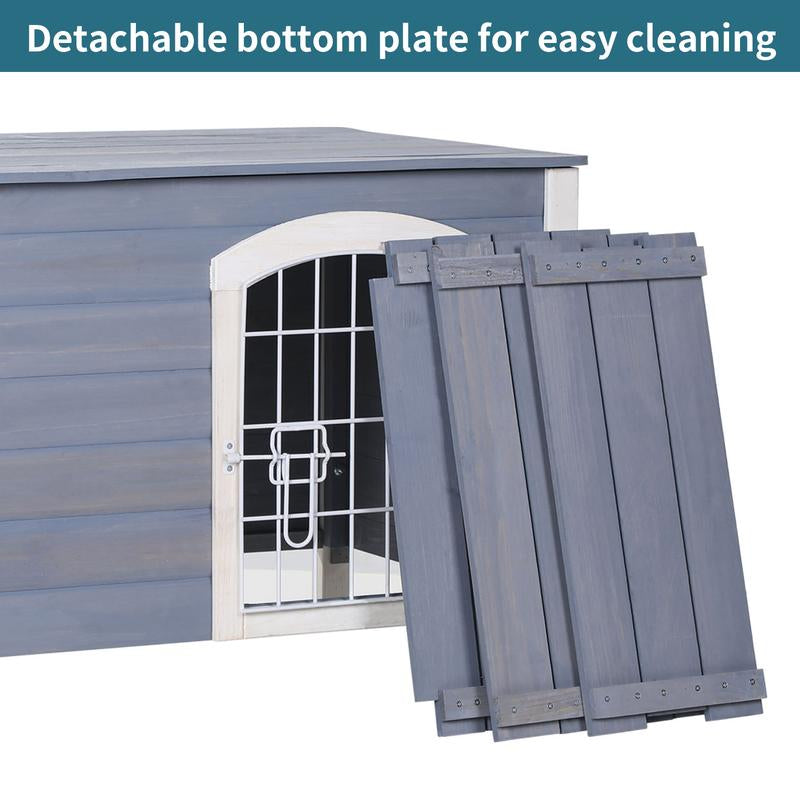 Petsfit Small Dog House for Small Dogs Indoor, Wooden Dog House with Elevated Floor&Anti-Slip Bottom, 31.5''L×21.5''W×21''H