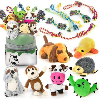 Dog Squeaky Toys for Small Dogs, Puppy Toys for Teething Cute Small Dog Toys Stuffed Plush Dog Toy Bundle Natural Cotton Puppy Rope Toy Dog Chew Toys for Puppies Pet Toys for Dogs (12 PACK PUPPY TOYS)
