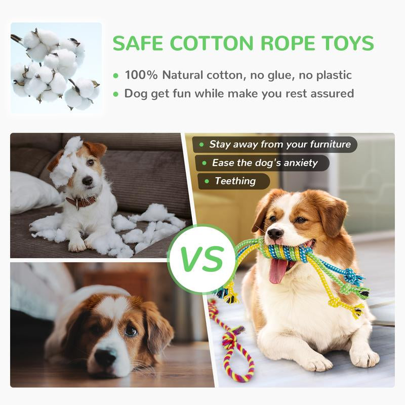 Dog Squeaky Toys for Small Dogs, Puppy Toys for Teething Cute Small Dog Toys Stuffed Plush Dog Toy Bundle Natural Cotton Puppy Rope Toy Dog Chew Toys for Puppies Pet Toys for Dogs (12 PACK PUPPY TOYS)