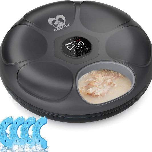 Automatic Cat Feeder Cordless - Automatic Cat Food Dispenser for Wet Moist Food with 4 Ice Packs Rechargeable Auto Feeder for Cats