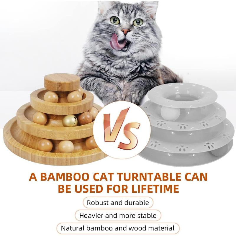 Cat Ball Track Toy,Kitty Toys Roller,3-Level Ball Tower with 9 Removable Balls,Interactive Cat Toy, DIY Circle Fun Toy for Kitten Mental Physical Exercise - Medium Size Boredom Relief Bore Cat Exercise Toy