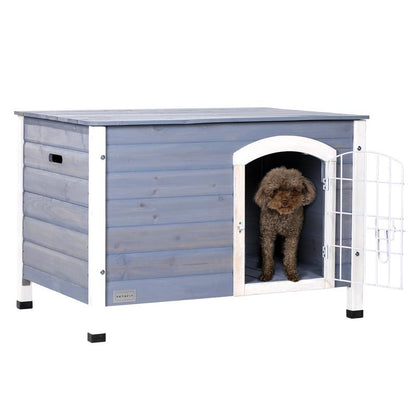 Petsfit Small Dog House for Small Dogs Indoor, Wooden Dog House with Elevated Floor&Anti-Slip Bottom, 31.5''L×21.5''W×21''H