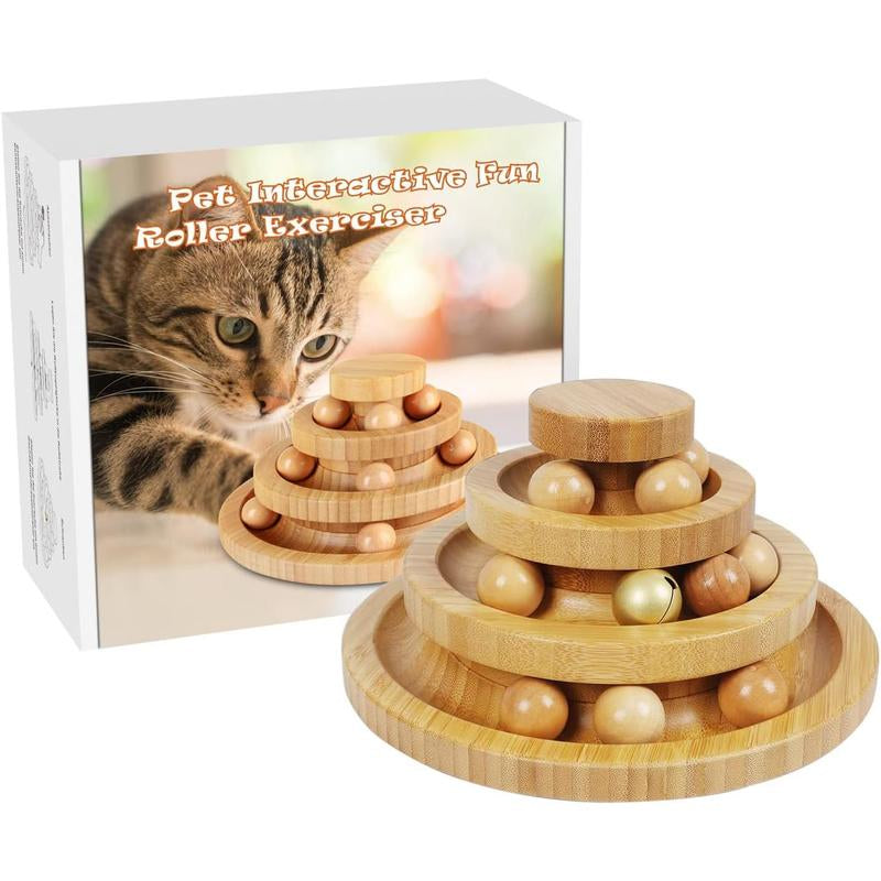Cat Ball Track Toy,Kitty Toys Roller,3-Level Ball Tower with 9 Removable Balls,Interactive Cat Toy, DIY Circle Fun Toy for Kitten Mental Physical Exercise - Medium Size Boredom Relief Bore Cat Exercise Toy
