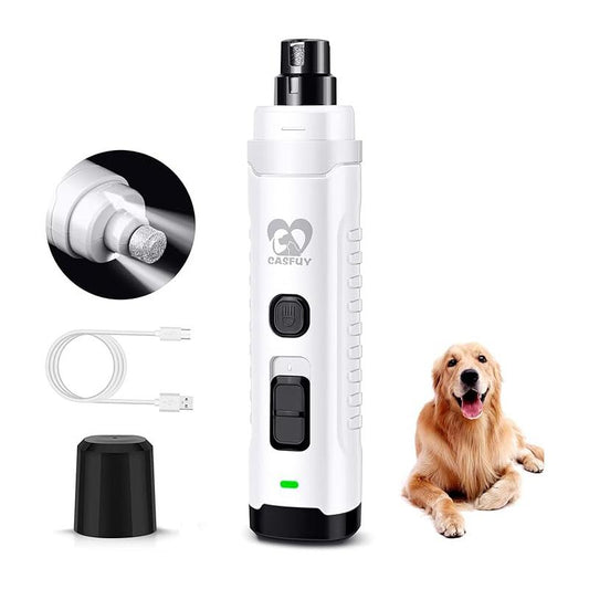 Dog Nail Grinder with 2 LED Light for Medium Large Dogs - 3X More Powerful 2-Speed Electric Rechargeable Pet Nail Trimmer Quiet Painless Paws Grooming & Smoothing Tool