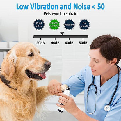 Dog Nail Grinder with 2 LED Light for Medium Large Dogs - 3X More Powerful 2-Speed Electric Rechargeable Pet Nail Trimmer Quiet Painless Paws Grooming & Smoothing Tool