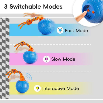 Potaroma Interactive Dog Ball Toy with Animal Sound and Chewing Rope for Puppy, Blue