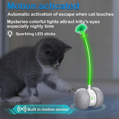 Interactive Cat Toys for Indoor Cats, Motion Activated Cat Toys, Automatic with Extra Longfeather Wand,Usb Rechargeable Durable Inflatable Interactive Cat Toys