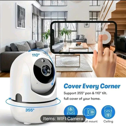 Wifi Pet Camera with 355° Pan, 110° Tilt, 2-Way Audio and Cloud Storage for Remote Monitoring - USB Powered Security Protective Protection