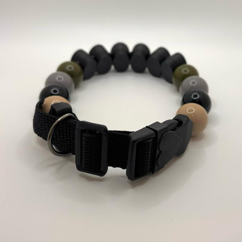 Personalized Dog Collar CAMO EDITION Hunter Tank Custom Name 3D-Printed Block Letters Vibrant Beads Adjustable Fit Durable Design Hand Wash Only