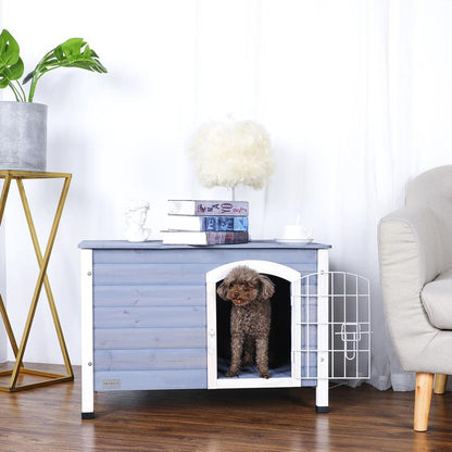 Petsfit Small Dog House for Small Dogs Indoor, Wooden Dog House with Elevated Floor&Anti-Slip Bottom, 31.5''L×21.5''W×21''H