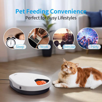 Ubpet Refrigerated Automatic Cat Feeder Wet Food, Wired Auto Cat Dog Food Dispenser for Dry & Wet Food, 5 Meal Timed All-Day Freshness, Semiconductor Cooling, 3 Cooling Modes, Pet Feeder Dish Supplies for Cats & Small Dogs, Easy Clean, Gift for Pets