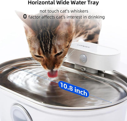 Uahpet Wireless Stainless Steel Cat Water Fountain Pro, Smart Water Dispenser with Replacement Filters, Drinking Bowl for Cats Dogs Rabbits