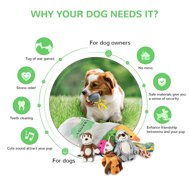 Dog Squeaky Toys for Small Dogs, Puppy Toys for Teething Cute Small Dog Toys Stuffed Plush Dog Toy Bundle Natural Cotton Puppy Rope Toy Dog Chew Toys for Puppies Pet Toys for Dogs (12 PACK PUPPY TOYS)
