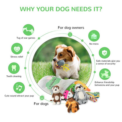 Dog Squeaky Toys for Small Dogs, Puppy Toys for Teething Cute Small Dog Toys Stuffed Plush Dog Toy Bundle Natural Cotton Puppy Rope Toy Dog Chew Toys for Puppies Pet Toys for Dogs (12 PACK PUPPY TOYS)