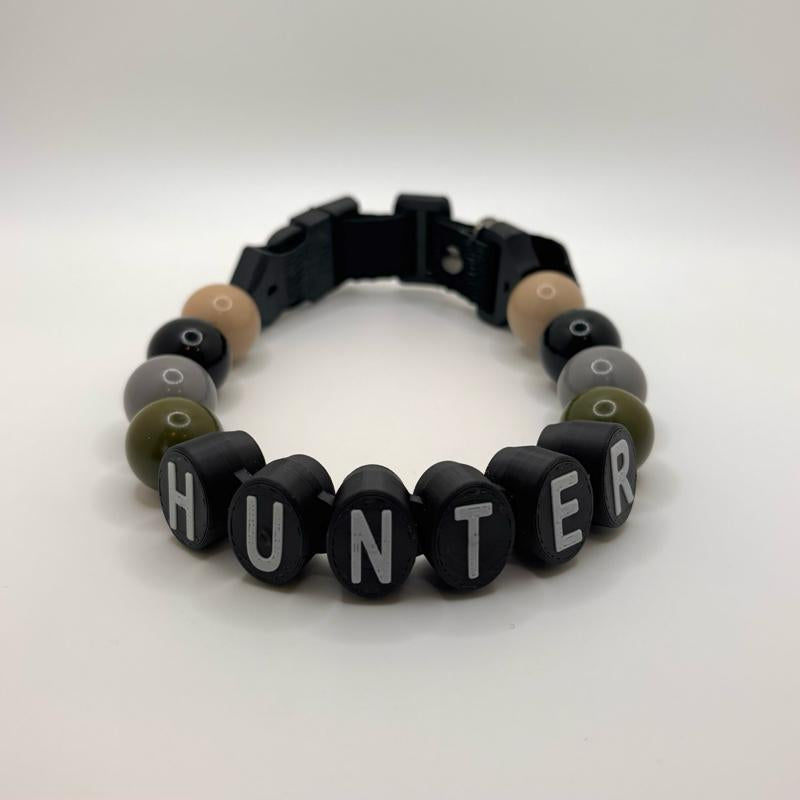 Personalized Dog Collar CAMO EDITION Hunter Tank Custom Name 3D-Printed Block Letters Vibrant Beads Adjustable Fit Durable Design Hand Wash Only