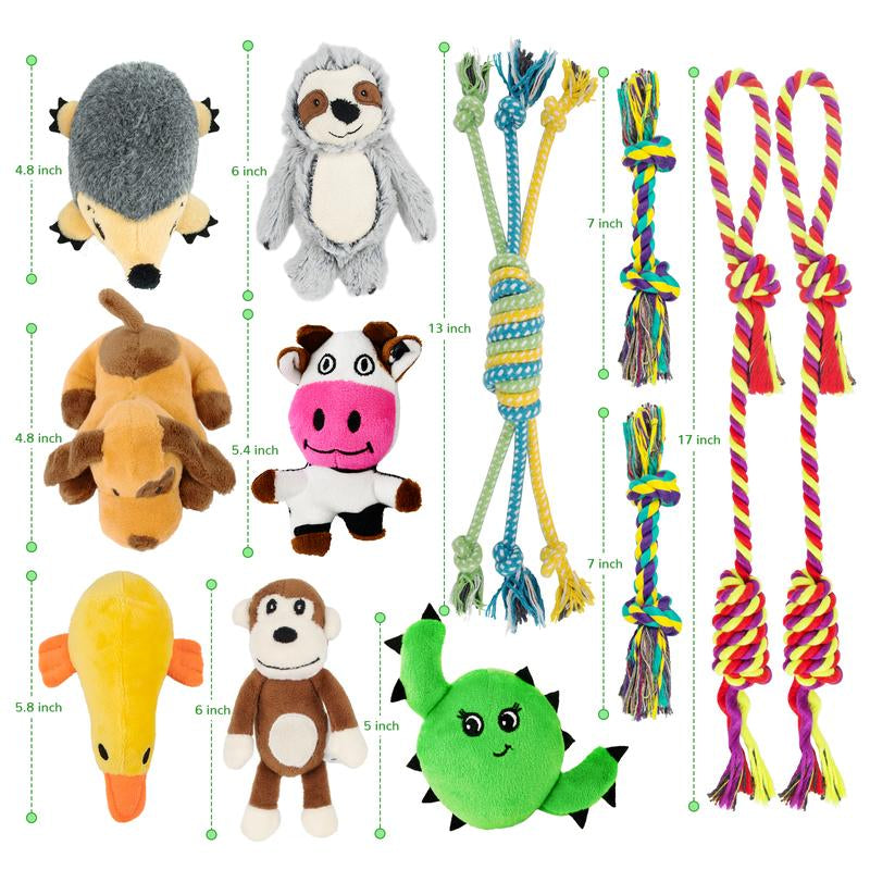 Dog Squeaky Toys for Small Dogs, Puppy Toys for Teething Cute Small Dog Toys Stuffed Plush Dog Toy Bundle Natural Cotton Puppy Rope Toy Dog Chew Toys for Puppies Pet Toys for Dogs (12 PACK PUPPY TOYS)
